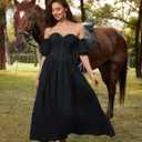 Scarlet Darkness Women Off Shoulder Corset Dress Sweetheart Fishboned Puff Sleeve Renaissance Dress (Black, M)
