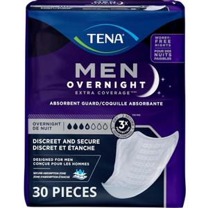 Tena Men Overnight Incontinence Protective Guard, Bladder Control, Discrete, Overnight Absorbency, 30 Count