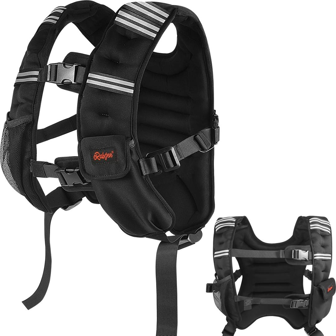 Weighted Vest, 12lbs/16lbs/20lbs/30lbs/40lbs Odorless, 6 Straps Size Adjustable for Woman Men, running, walking, Jogging, Workout Strength Training (Weight Not Adjustable) (Black)