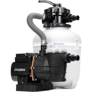 14 Inch Sand Filter Pump System with 24-Hour Timer for Above Ground Pools up to 14,000 Gal, 1/2HP Pool Pump Filter Tank Combo, 3120GPH Max Flow, 6-Way Valve, Prefilter Basket Easy Clean