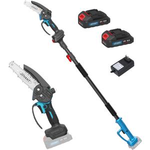 Electric Pole Saws for Tree Trimming, 6 Inch Mini Chainsaw Cordless 2-in-1 Pole Saw Battery Powered Tree Trimmer, Hand Held Chainsaw Long Bar Tree Branch Cutter, Wood Cutting Tools with 2 Batteries