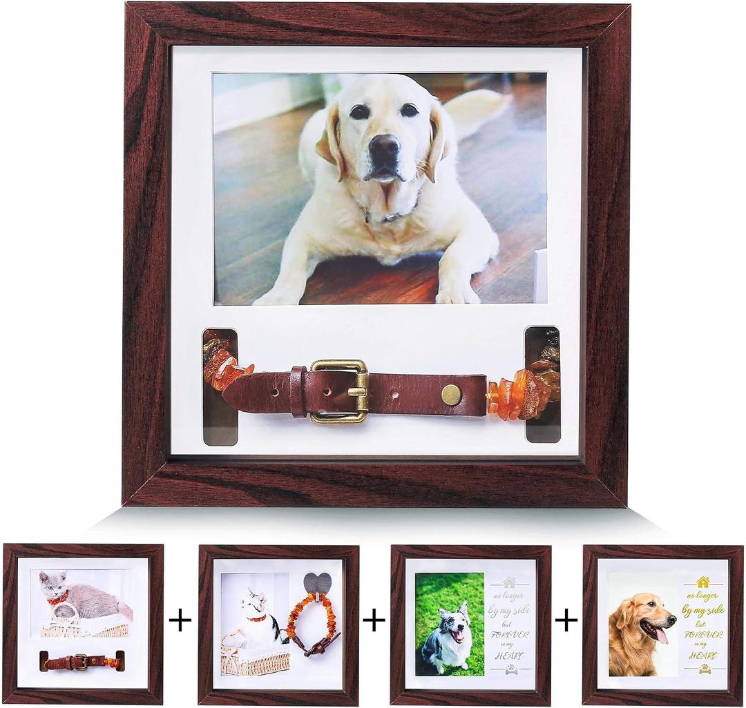 KCRasan Pet Memorial Picture Frame - Sentiment Frame for Loss of Dog or Cat Gifts - Pet Collar Frame Remembrance Sympathy Tribute Keepsake, Mahogany