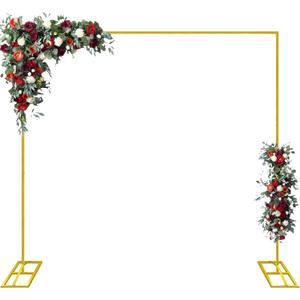 9.8FTx9.8FT Wedding Arch Backdrop Stand Square Metal Rectangular Arch Frame Balloon Arch Stand for Wedding Birthday Party Baby Shower Bridal Shower Photography Decoration, Gold
