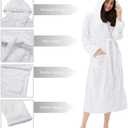 COOVA Premium Robe for Women  Plush Soft Robe, Fluffy, Warm, Long Fleece Bathrobe (Large, Hooded White)