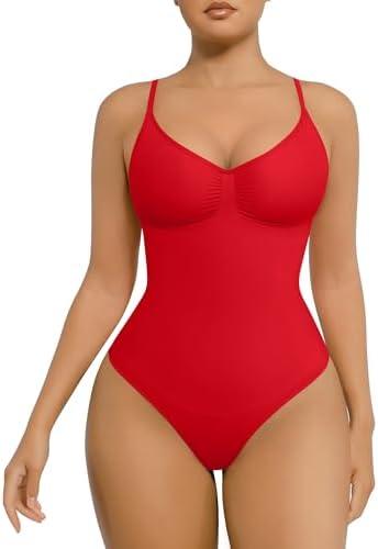 FeelinGirl Shapewear Bodysuit for Women Tummy Control Seamless Sculpting Snatched Waist Body Suit Body Shaper Thong, XS/S