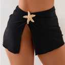 RoseSeek Women's Starfish Split Thigh Beach Skirt Skinny Vacation Bathing Suit Cover Up Skirts with Charm (M)