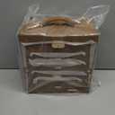 Homde Synthetic Leather Huge Jewelry Box Mirrored Watch Organizer Necklace Ring Earring Storage Lockable Gift Case (Brown + Gold)