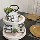 Rustic 2 Tiered Tray Decor, Coffee Color, Wooden Material, Round Shape