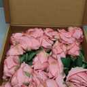 Serwalin 20PCS Artificial Roses, 4'' Big Flower Head, Dusty Pink Velvet Long Stem Roses, Silk Fake Roses Bouquet for Wedding Home Decor and Table Centerpiece