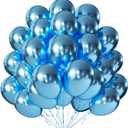 KALOR 10 Inch Metallic Blue Balloons, 100 Pcs Latex Helium Metallic Balloons for Kid's Birthday Party Baby Shower Wedding Graduation Graduation Party Decorations