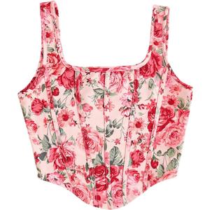 SHENHE Women's Floral Croset Top Square Neck Asymmetrical Elegant Bustier Cropped Summer Going Out Tank Tops S