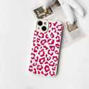 NITITOP Compatible with iPhone 15 Case Aesthetic Cute Leopard Print Pattern for Women Girls Men Trendy Slim Fit TPU Bumper Silicone Shockproof Full Camera Protection Cover - Rose Pink