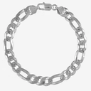 Men's Sterling Silver 925  Italian 5.5 mm Solid Figaro Chain Link Bracelet 9"