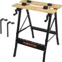 POWERTEC Portable Workbench & 2PK 8 inch Workbench Holdfast, Folding Work Table with Bench Dog Hole Clamp for Woodworking