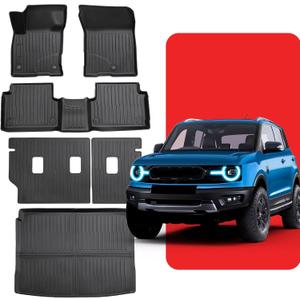 Floor Mats for Ford Bronco Sport: 2021 2022 2023 2024 2025 All Weather Car Accessories for Bronco Sport 4-Door, 6PCS TPE Rubber Backrest Liner Fit for Bronco Sport (w/Full Size Spare Tire)