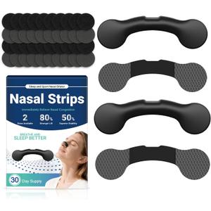 Nasal Strips for Snoring Nose Strips for Breathing Enhanced Respiratory Efficiency Extra Strength Snoring Solution Nasal Dilators for Sleeping Improve Sleep and Exercise Quality - Black, 30 Count