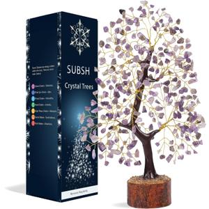 Amethyst Crystal Tree of Life 10-12 Inch with 2 Chakra Pendants  Healing Gemstone Bonsai Money Tree for Positive Energy, Feng Shui & Reiki, Spiritual Home Decor & Gifts for Women