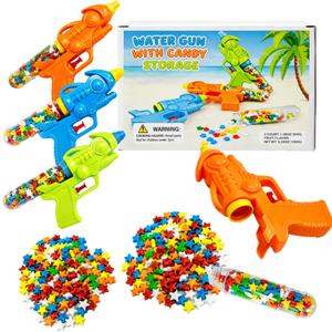 Candy Water Gun, 2-in-1 Water Squirt Blaster with Star Hard Candy Storage, 3 Counts