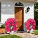 HyeFlora Bougainvillea Artificial Hanging Flowers Plants for Outdoors Decoration, 2pcs Fake Flowers Silk Bougainvillea Vines Realistic UV Resistant Faux Flowers for Planters Porch Patio Urn, Hot Pink