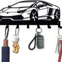 2 x Metal Car Key Holder for Wall,Metal Key Organizer Wall Decorative with 7 Hooks,Black Wall Mount Key Holder for Entryway,Front Door,Hallway,Office