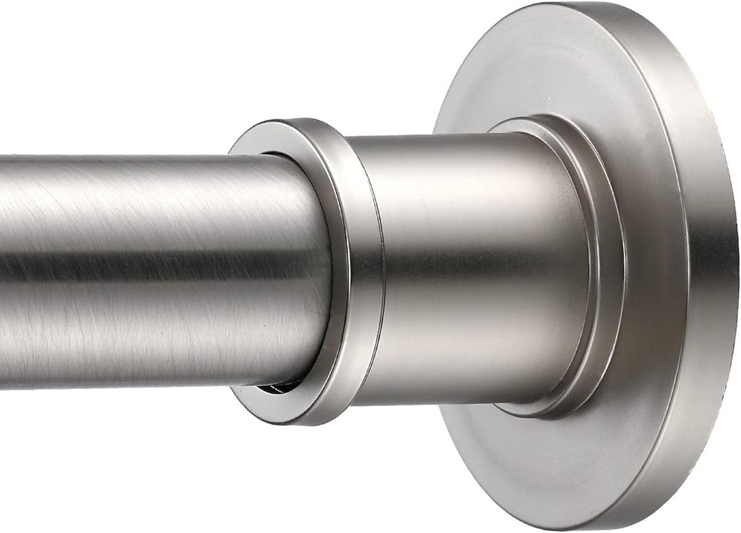 BRIOFOX Industrial Shower Curtain Rod - Never Rust Non-Slip Long Tension Shower Rod 54-90 Inch 304 Stainless Steel, Brushed Nickel