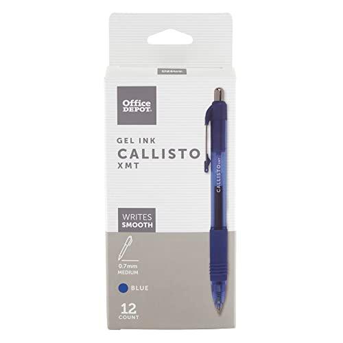 Office Depot® Brand Callisto Retractable Gel Ink Pens, Medium Point, 0.7 mm, Transparent Blue Barrel, Blue Ink,