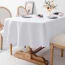 Oval White Tablecloth 60 x 84 Inch Polyester Fabric Washable Table Cloth Decorative Solid Color Wrinkle Resistant Table Cover for Dining Party Wedding Camping