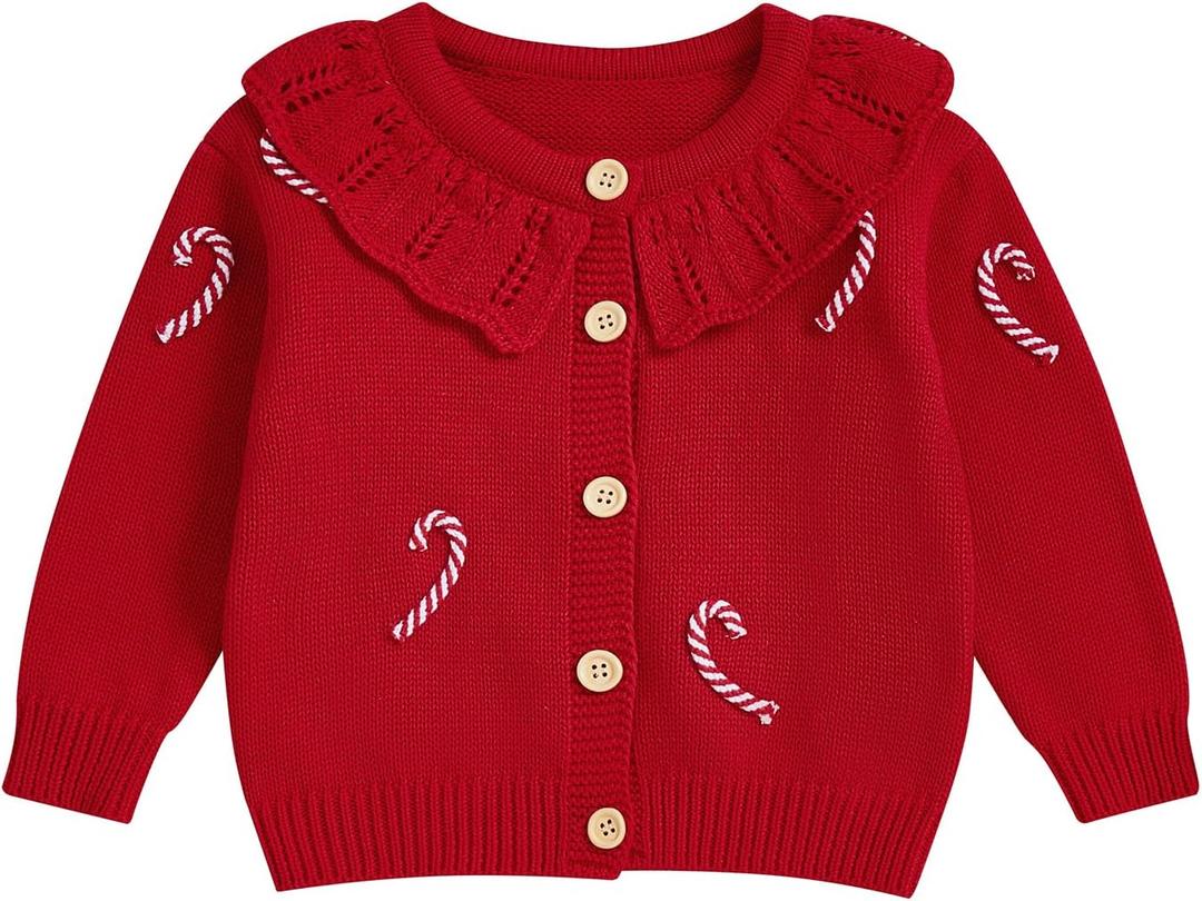 Baby Girl Cardigan Valentines Day Knit Sweater Love Heart Chunky Coat Knitwear Toddler Fall Winter Clothes (3-4T, Red)