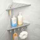 10 Corner Shower Shelf, 304 Stainless Steel Shelves for Bathroom, Grout in Shelf with Hooks for Tiled Wall (Polished)