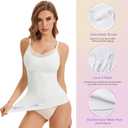 V Neck Compression Tank Tops for Women Tummy Control Shapewear Cami Shaper Seamless Body Shaping Tank Tops Lace (White, S)