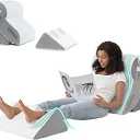 Hansleep Bed Wedge Pillow Set for After Surgery 4PCS, Post Surgery Pillow for Sleep Apnea and Acid Reflux Relief, Adjustable Reading Pillows Back Support with Memory Foam, White, 20"