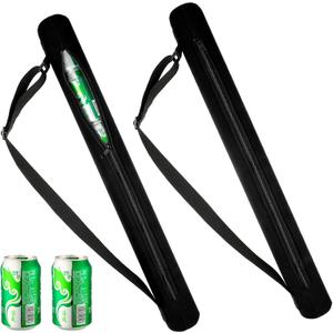 2 Pieces 6-can Insulated Cooler Sleeve Beer Cooler Tube Black Hold Golf Bag Insulated Beer for Golfing, Beach Days, Picnic, Traveling and More(Straps Style)