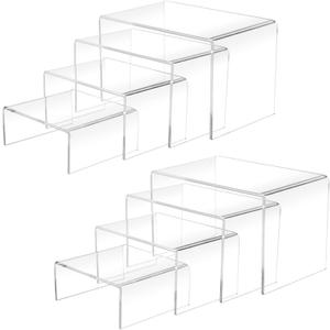 Cerpourt 8Pcs Acrylic Display Risers(6",5",4" 3") Clear Product Stand,Cupcakes Holder Dessert Display Transparent Showcase Stands, Candy Bar Risers, Acrylic Lifts Display for Figures