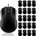 Tellegloww 20 Pcs Wired USB Computer Mouse Bulk 3-Button Corded Wired Mouse for Laptop Desktop Computer Mice for PC Office School Home Supplies, Black