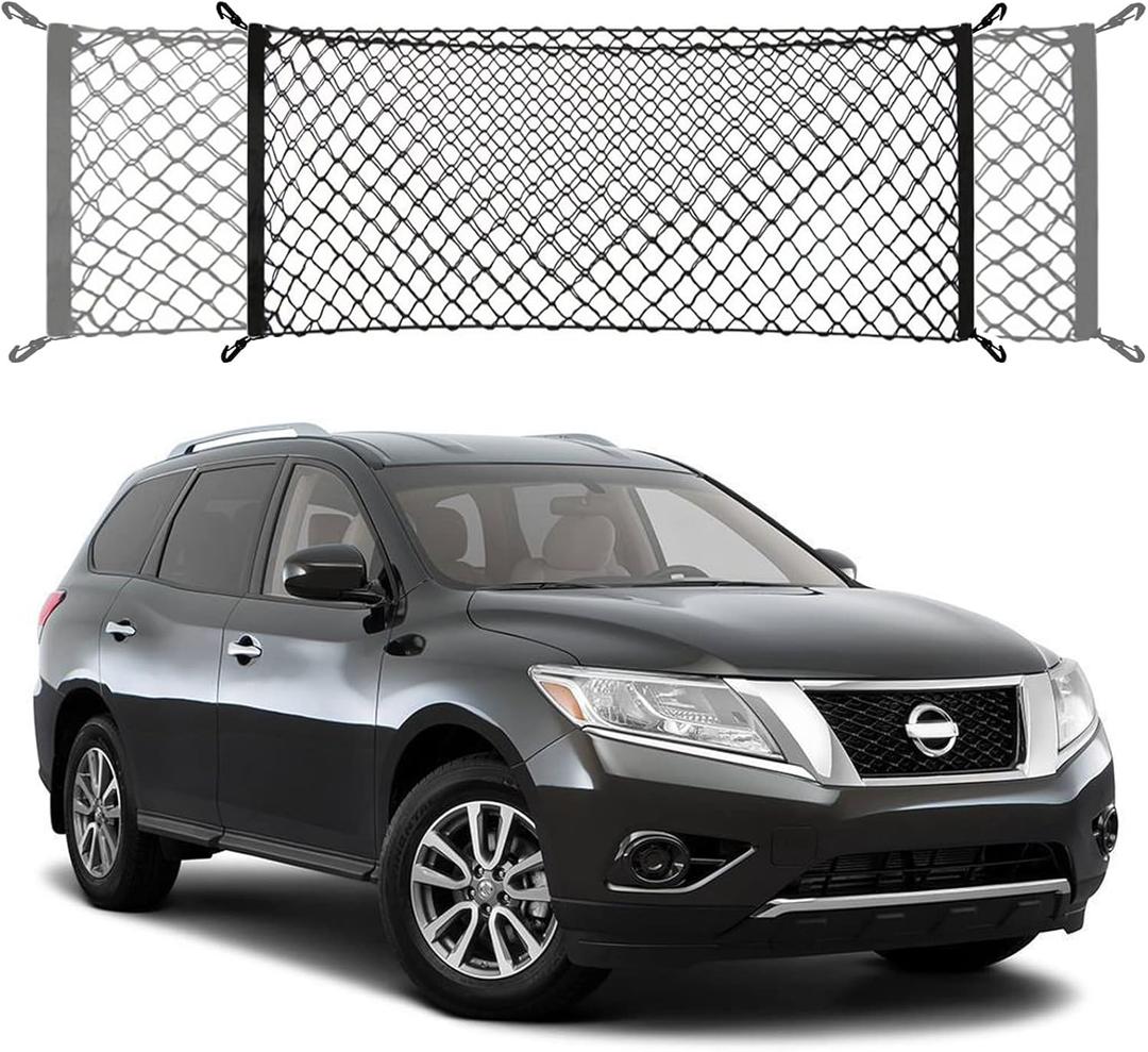 Envelope Style Trunk Cargo Net Compatible with Nissan Pathfinder New 2026 2025 2024 2023 2022 2021 2020 2019 2018 2017 2016 2015-2013 Car Rear Tailgate Mesh Grocery Netting