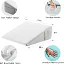 Bedluxe Wedge Pillow, 8 inch Bed Wedge Pillow for Headboard, Pillow Wedge for Acid Reflux Relief, Sleeping, After Surgery, Snoring, Gerd, Triangle Pillow Wedge - Cooling Memory Foam Top, White/Grey