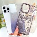 BITOBE Designed for iPhone 11 Pro Max, Cute 3D Butterfly Case Slim Plating Glitter Bling Luxury Cover for Women Girls Protective Camera Protection Bumper 6.7" Purple
