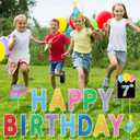 Yerliker 16 Pcs Happy Birthday Yard Signs with Stakes, 32.8 ft LED Lights, 42 Pcs Number Stickers, 13.4 Inch Letters Signs for Birthday Party Supplies Yard Lawn Outdoor Decoration(Colorful)