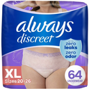 Always Discreet Adult Incontinence Underwear for Women and Postpartum Underwear, Extra Large, Up to 100% Bladder Leak Protection, 2 packs 32Count XL