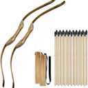 2 Pack Kids Bow and Arrow Set, 32 Inch Archery Set Handmade Wooden Toy Bow and Arrow for Kids 4-6 8-12, Cosplay Game Costume Prop Play, 2 Bows 2 Quivers and 20 Wood Arrows, Gifts for Youth Boys Girls (Black)