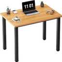 Need Small Computer Desk, 31.5 inch Sturdy Writing Desk for Small Spaces, Computer Desk Teens Desk Study Table Laptop Desk Home Ofice Desk, Black Metal Frame, Teak