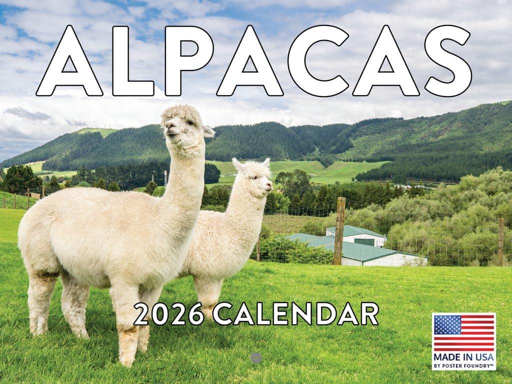 Alpaca Calendar 2026 Monthly Wall Calender 12 Month | American Made In The USA
