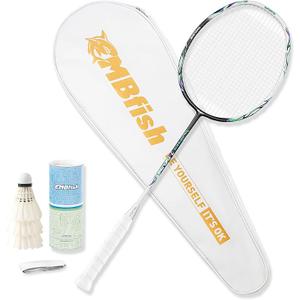 Badminton Racket Set with 1 Carbon Fiber Racquet, 3 Shuttlecocks, 2 Replacement Grip Tapes and 1 Badminton Bag - Perfect for Outdoor Games and Gym 5U, Color: Sound Velocity