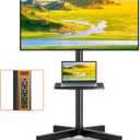 TVON Mobile TV Stand with Power Outlet, Tilt Rolling TV Cart for 23-65 Inch LCD LED OLED Flat Curved Screen TVs up to 88 lbs, Height Adjustment Portable TV Stand on Wheels, Max VESA 400x400mm