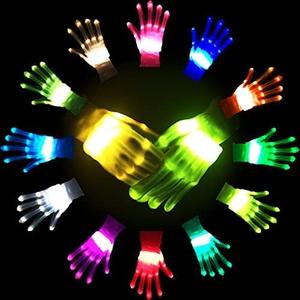 LED Gloves,LED Light Up Gloves for Kids Teens and Adults,Toy Gifts for 5-12 Year Old Boy Girl Teenage, Stocking Stuffers for Men Women,12 Colors,in Halloween Chrismas Birthday Party(1Pair/L)