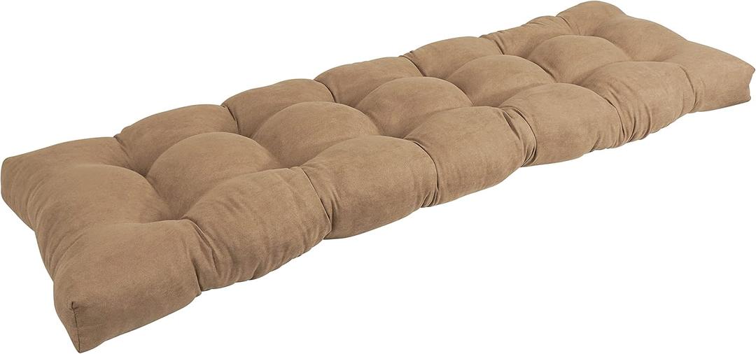 Blazing Needles Microsuede Tufted Bench Cushion, 60" x 19", Java