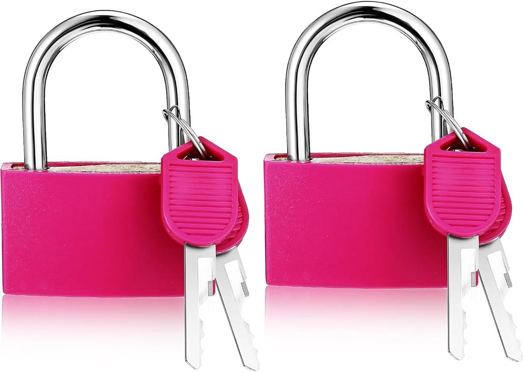 2Pack Aluminum Locker Lock With Key - Large Padlock With 1.6inch Wide Body, Waterproof for Gym, Shed, Gate, and Storage Unit (Pink)