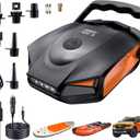 50PSI Paddle Board Pump Electric Portable, High Pressure Sup Pump - Dual Stage Inflation, Auto Shut Off and Deflate for Stand Up Paddle Board/Car/Kayak/Bicycle (Black-DC12V)