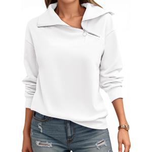 Womens Zipper Sweatshirt Turtleneck Long Sleeve Pullover Casual Loose Sweatshirts Top T Shirts (L)