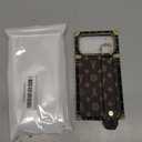 Compatible with iPhone 17 Pro Max Case Luxury Designer for Women Girls,Rectangle Leather with Wristband Strap Kickstand Holder Protective Cover for 17 Pro Max - 6.9 inch(Brown)